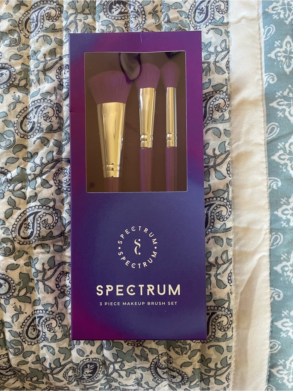 Spectrum 3-Piece Purple Makeup Brush Set with Gold Ferrules